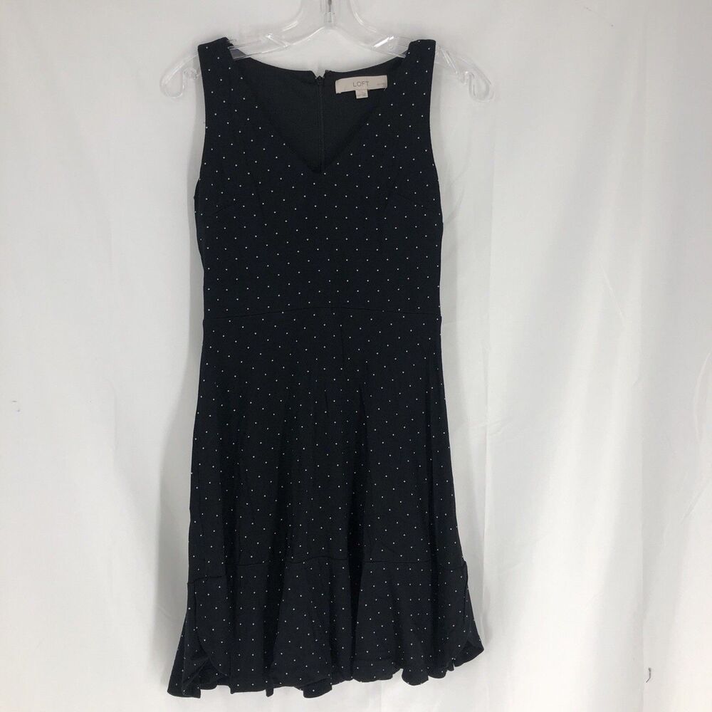 ANN TAYLOR LOFT Dress Size 00P Petite Polka Dot Sleeveless Stretch Summer